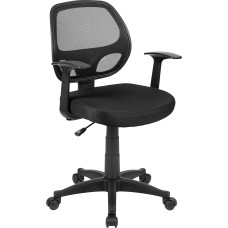 Flash Furniture Mid-Back Mesh Swivel Task Chair with Arms, Metal, Black, 58.42 x 53.34 x 27.94 cm