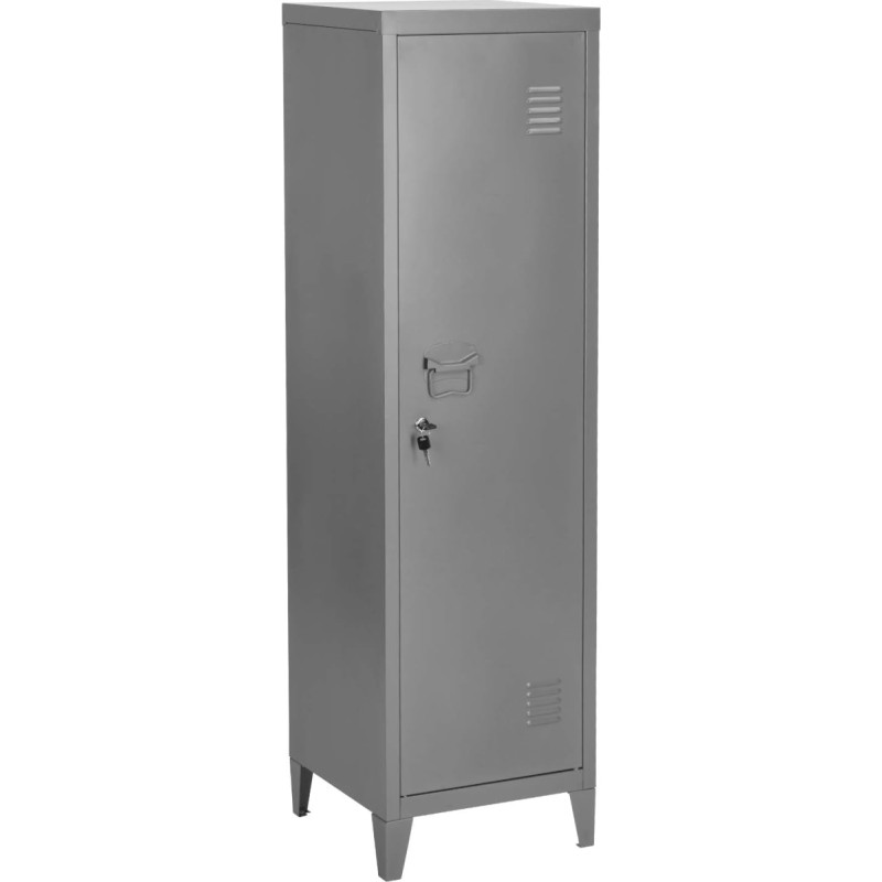 FurnitureR Industrial Style Filing Cabinet with Key Lockable Cabinet Office Furniture 38.2 x 38.2 x 137.3 cm Grey