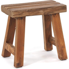 DESIGN DELIGHTS Vintage Rustic Seat Stool, 41 x 42 x 24 cm (H x W x D), Teak Wood, Wooden Stool, Teak Stool, Plant Stool, Colour: 01 Natural Vintage