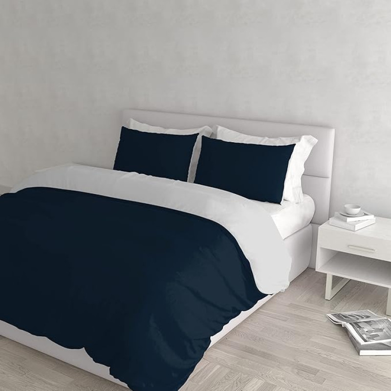 Italian Bed Linen King Size Duvet Cover Set, 250 x 200 cm 250 x 200 cm blue/grey