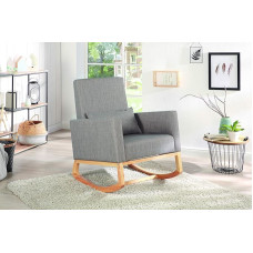 AVANTEX Rocking Chair Polyester Grey 74 x 87.5 x 101 cm