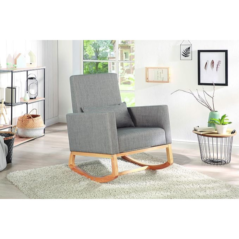 AVANTEX Rocking Chair Polyester Grey 74 x 87.5 x 101 cm