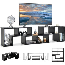 GIANTEX TV Cabinet, TV Cabinet, Freely Combinable, TV Board, Sideboard, Lowboard, Wood, 3-Piece TV Stand for TVs up to 65 Inches, Bookcase, Corner Shelf, Storage Shelf, Multifunctional (Black)