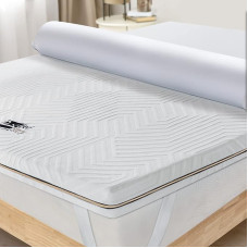 Bedstory Single Topper 80 x 190 cm Single Mattress with Gel/Bamboo Charcoal/Green Tea/Loni Copper, Double Memory Foam Topper 5 cm, Breathable Mattress Protector