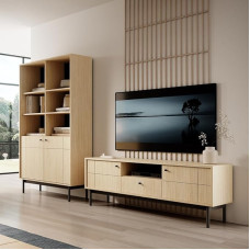 Lomadox Living Room Set Living Room Furniture in Oak 2-Piece TV Lowboard Shelf Cabinet