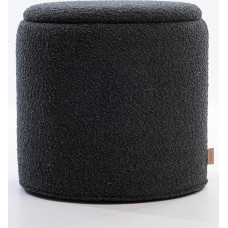 SIX Round Upholstered Stool with Storage Space Side Table Stool Bouclé Fabric Stool with Tray Function Versatile Stool for Living Room and Bedroom