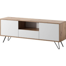 Selsey Ploystea Modern TV Cabinet with Open Compartment and 3 Closed Compartments 137 cm Wide (Wotan Oak/White, without LED)