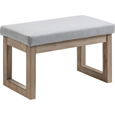HOMCOM Footstool, Ottoman Stool with Linen Look, Stool with Wooden Legs, Entrance Bench for Living Room, Bedroom, Grey, 68 x 38 x 42 cm