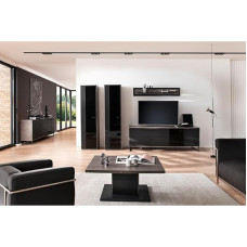 Lomadox Living Room Set with Coffee Table, Sideboard, Display Cabinets, Wall Board, TV Lowboard in Black with Oak Modern 6-Piece