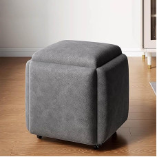 WestUx 5-in-1 Seat Cube with Castors Stackable Sofa Chair Stool, Nestable Ottoman Stool, Movable Footstool for Living Room, Bedroom, C, 45 x 45 cm (18 x 18 inches)