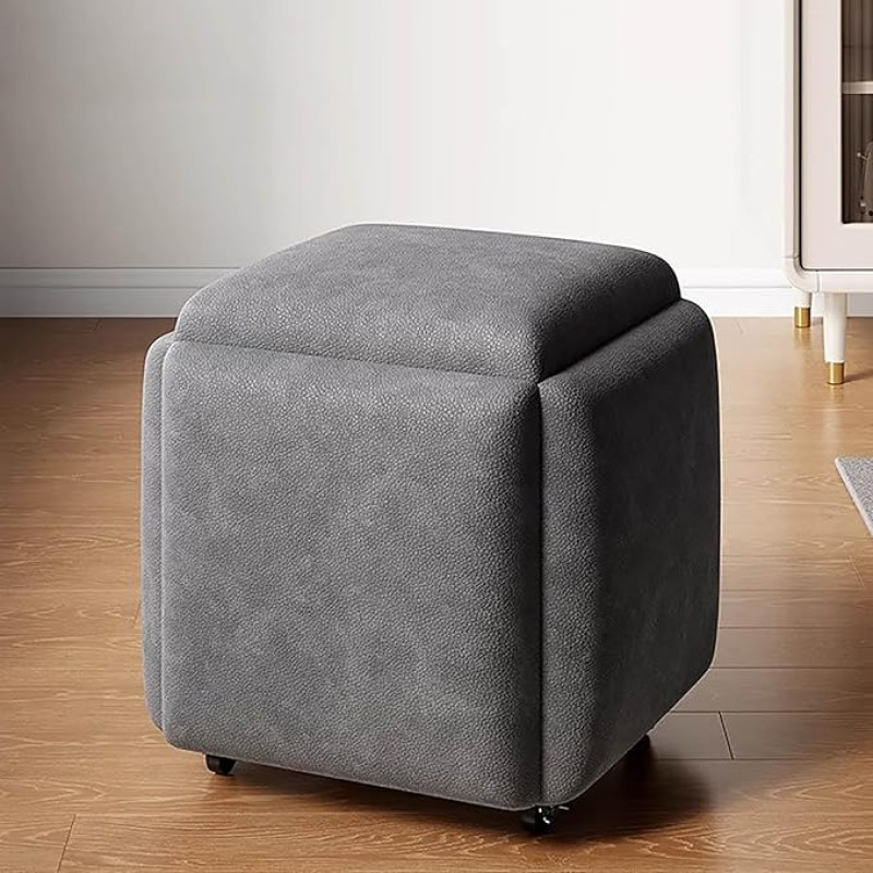 WestUx 5-in-1 Seat Cube with Castors Stackable Sofa Chair Stool, Nestable Ottoman Stool, Movable Footstool for Living Room, Bedroom, C, 45 x 45 cm (18 x 18 inches)