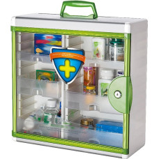 TUKA-i-AKUT TKD6401-M Aluminium Lockable Medicine Cabinet with 5 Compartments Wall Medicine Cabinet First Aid Cabinet Aluminium Frame 2 Keys and Mounting Material 35 x 32 x 17 cm