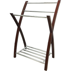 ASPECT Freestanding Towel Rail with Bottom Shelf Wood Chrome Mahogany 54 x 41 x 80 cm