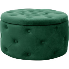 AKORD Alia Quilted Velour Pouf with Shelf 55 cm | Pouffe | Footstool | Storage for Small Items | Velour | Quilted Pouf | W 55 x H 30 x D 55 cm | 8.10 kg | Bottle Green / Bottle Green
