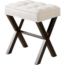 Royal Windsor X Leg Metal Dressing Stool Foot Stool for Living Room Small Square Ottoman Footrest Vanity Seat for Bedroom Linen White
