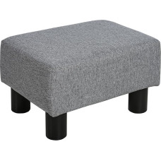 HOMCOM Footstool for Living Room Linen Cover Rectangle Wooden Frame Footstool for Living Room Bedroom (Grey)