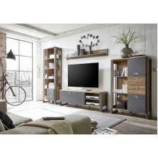 Beauty.Scouts Java Living III Wall Unit, Living Room Cabinet, Cabinet Wall, Media Wall, 4-Piece Set, Stirling Oak Replica, 340 x 202 x 35 cm