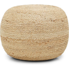 REDEARTH · Runder Jute-Pouf Ottomane – geflochtener Sitzhocker aus Jute, runde Fußstütze für Wohnzimmer, Schlafzimmer, Kinderzimmer, Terrasse, Fitnessstudio; 100 % Jute (49,5 x 49,5 x 35,6 cm; Jute