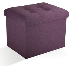 Docvania Ottoman Footrest Stool Short Ottoman Footstool Foldable Footrest Linen Collapsible Storage Thick Foam Rectangle Collapsible 43x33x33cm Purple