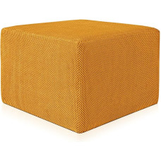 Deshome - Pouf Footstool Sofa 63 x 63 x 44 cm Fabric Water-Repellent Velvet Effect: Stool Modern Design Sofa Living Room Bedroom Pouf Footstool Stool Living Room Demeter Ochre Yellow