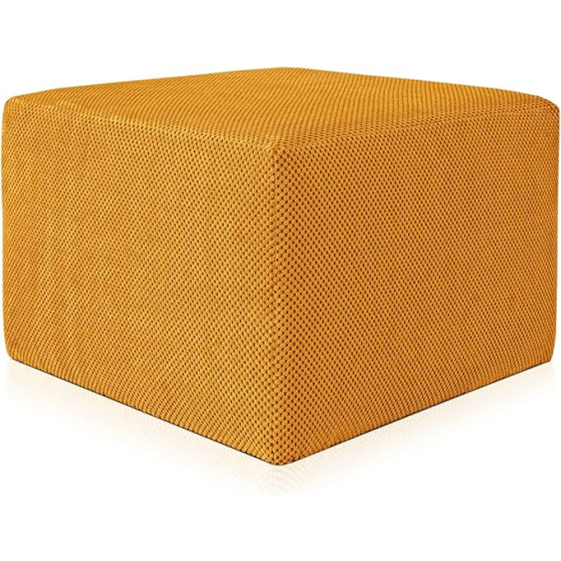 Deshome - Pouf Footstool Sofa 63 x 63 x 44 cm Fabric Water-Repellent Velvet Effect: Stool Modern Design Sofa Living Room Bedroom Pouf Footstool Stool Living Room Demeter Ochre Yellow
