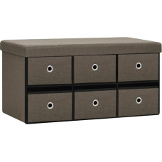 Bussandri Exclusive Folding Bench with Storage Space Brown 76 x 38 x 38 cm Linen Look