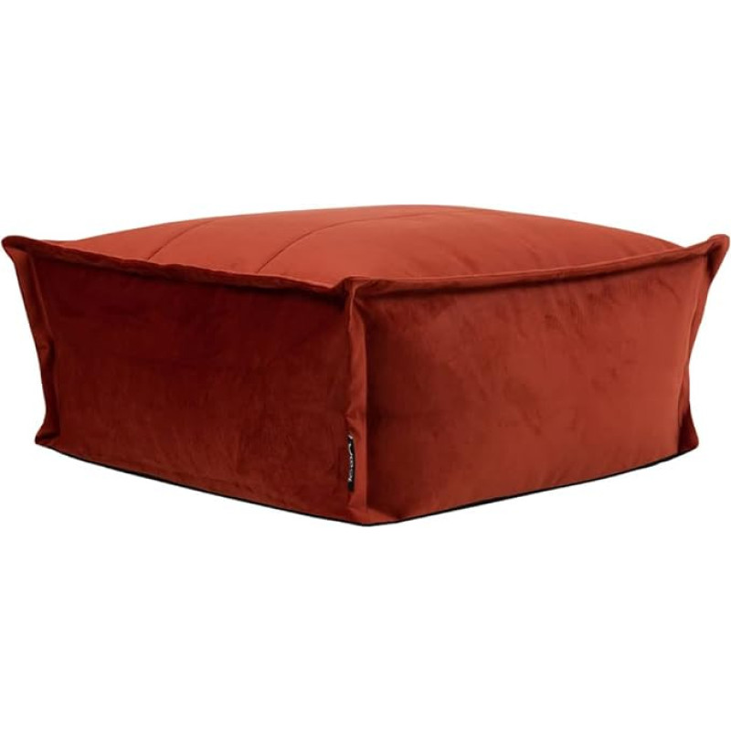 Icon Vita Stool, Terracotta, Fluffy Velvet Fabric, Velvet Bean Bag, Pouf Stool with Filling, Giant Footstool for the Living Room, Decorative Living Room