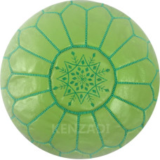 KENZADI Genuine Leather Ottoman Hand Stitched in Marrakech by Moroccan Artisans Footstool Unfilled (Light Green of Green)