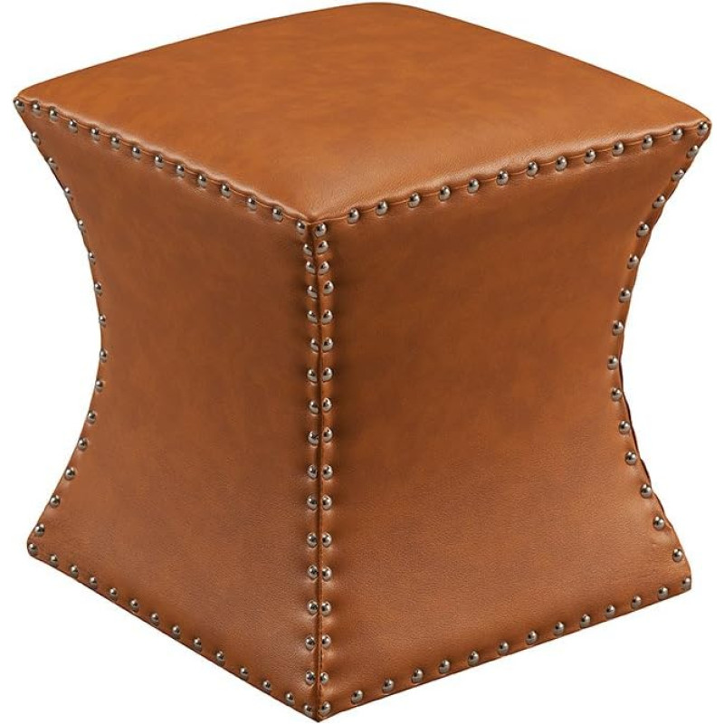 KB Designs Quadratischer Fußhocker aus Kunstleder, quadratisch, Braun
