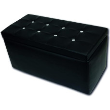 Dmora Storage stool made of faux leather, colour: black, dimensions: 90 x 45 x 45 cm