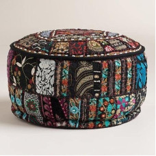 Indian Vintage Design Embroidered Patchwork Foot Stool 56cm x 36cm