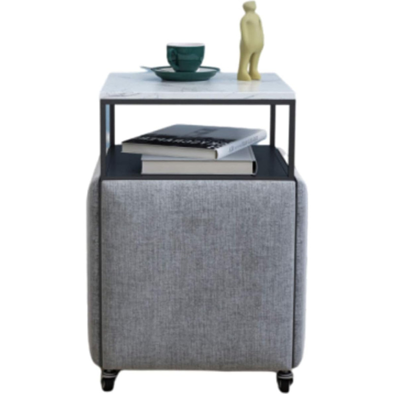 5-in-1 Seat Cube Stackable Sofa Chair Stool Storage Stool Combination Marble Creative Waterproof Stool Seat for Living Room, Bedroom, Grey