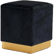 Meridian Furniture Jax Collection Modern Velvet Ottoman Stool with Durable Stainless Steel Base, 36.8 x 36.8 x 44.5 cm (W x D x H), Black