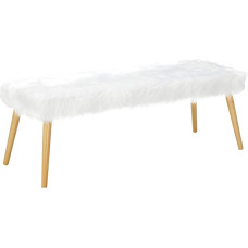 Christopher Knight Home Living Majestic Faux Fur Ottoman Mid Century (White)