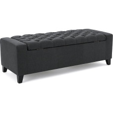 GDF Studio Christopher Knight Home Hikaru Fabric Storage Box, Dark Grey