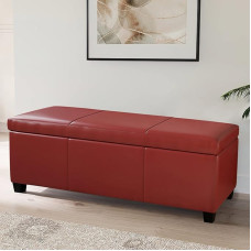 BELLEZE Ottoman Ottoman Storage for Living Room Bed Leather Rectangular 48
