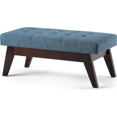 Simpli Home 3AXCOT-249-DBU Draper Mid Century Tufted Ottoman, Fabric, Denim Blue, 101.3 x 46.08 x 43 cm