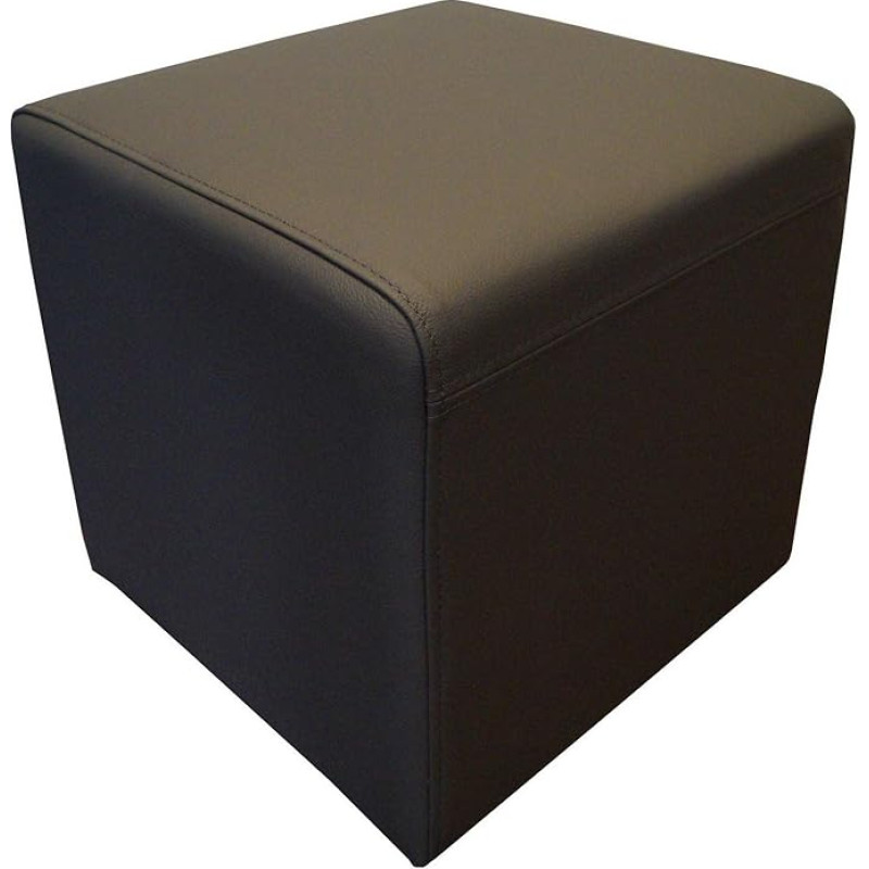 Quattro Meble Dark Grey Real Leather Stool 40 x 40 x 40 cm Cowhide Seat Cube Footstool Grey Real Leather Puff