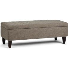 Simpli Home 3AXCOT-251-BRL Monroe 48 Inch Wide Contemporary Rectangle Storage Ottoman in Fawn Brown Linen Look Fabric