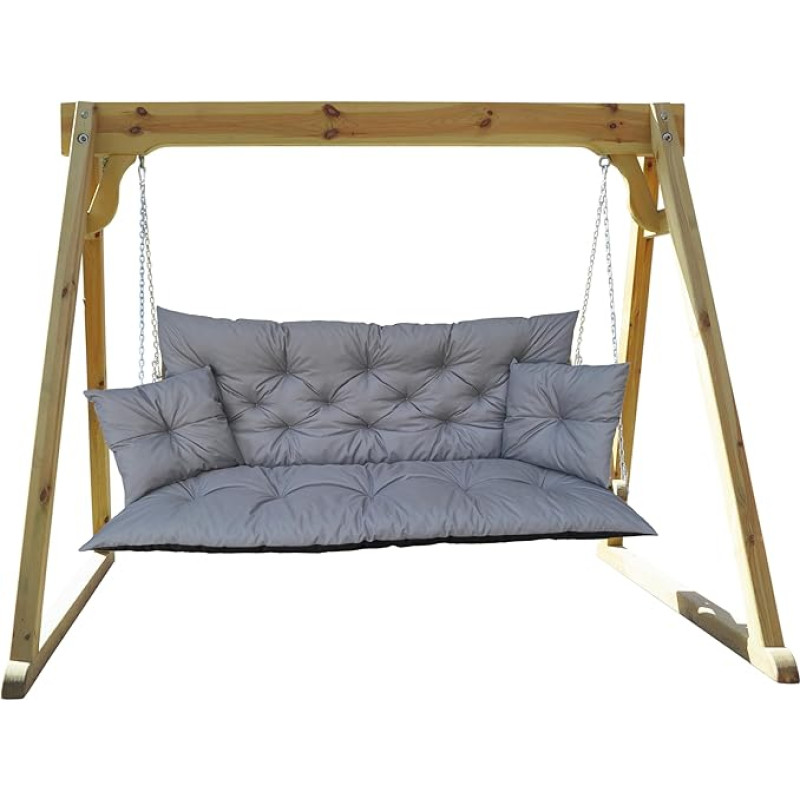 IN WOHO Hollywood kiikepadi, õues istmepadi, aiapinki padi, vetthülgav, aiapinki istmepadi, pingipadi, kaubaaluse padi 2 väikese padjaga, 100 x 60 x 50 cm, Hall