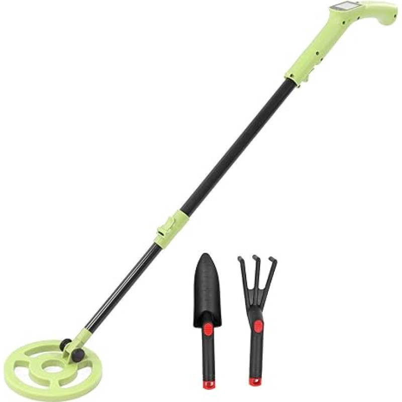 Metallidetektor, reguleeritav varre metallidetektor täiskasvanutele, 3KHz 270mW kõrge täpsusega professionaalne kulla detektor veekindla mähisega, mündi aardedeks rannas (roheline detektor Rake Shovel)