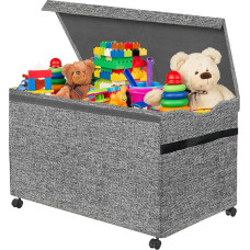 360° ratastega hoiukast, laste mänguasjade kast kaanega, pehmete mänguasjade hoidmine, 83 L, kokkupandav hoiukast käepidemetega, suur lastetuppa, riietele, laste magamistuppa (Hall)