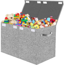 VERONLY Storage Box Mänguasjakast kaanega lastele - hoiukastid 83 L Kokkupandav ladustamine käepidemetega Suur lastetoas riiete ja raamatute jaoks magamistuba (helehall)