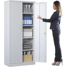 Failikapp, metallkapp, terasest hoiukapp, mitmeotstarbeline kapp, 3 reguleeritavat riiulit, 2 lukustatavat ust, kapid kontorisse, elutuppa, garaaži, 40D x 80W x 180H cm, valge