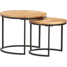 vidaXL 2 x tahke akaatsiapuidust kohvilaud Kõrvallaud kohvilaud diivanilaud puidust laud teelaud tahke puidust laud elutoa laud