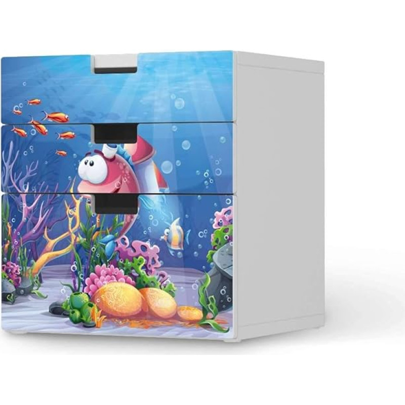 Mööblitätoveering lastele - sobib IKEA Stuva kirstule - 3 sahtlit (kombinatsioon 1) I Suurepärased mööbli kleebised lastetoa kaunistamiseks I Disain: Bubbles