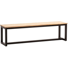 FineBuy Söögitoa pink 180 x 40 x 45 cm Akaatsia täispuidust metallist Loft stiilis söögilaud Puidust pink täispuidust ilma seljatoeta köögipink söögipink tööstuslik pink suur