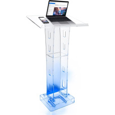 GMSLuu Selge akrüülpoodium kirikukantseleile 60 x 40 x 110 cm laia lugemispinnaga ja sinise LED-valgusega kirikukantseleile kooli pulmakontserdile kõne klassiruumis