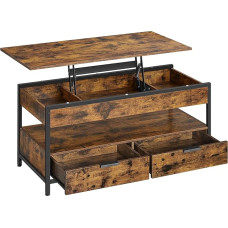 VASAGLE LCT209K01 Reguleeritava kõrgusega elutoa laud Sahtlitega kohvilaud avatud sahtliga 50 x 100 cm Vintage pruun tint must