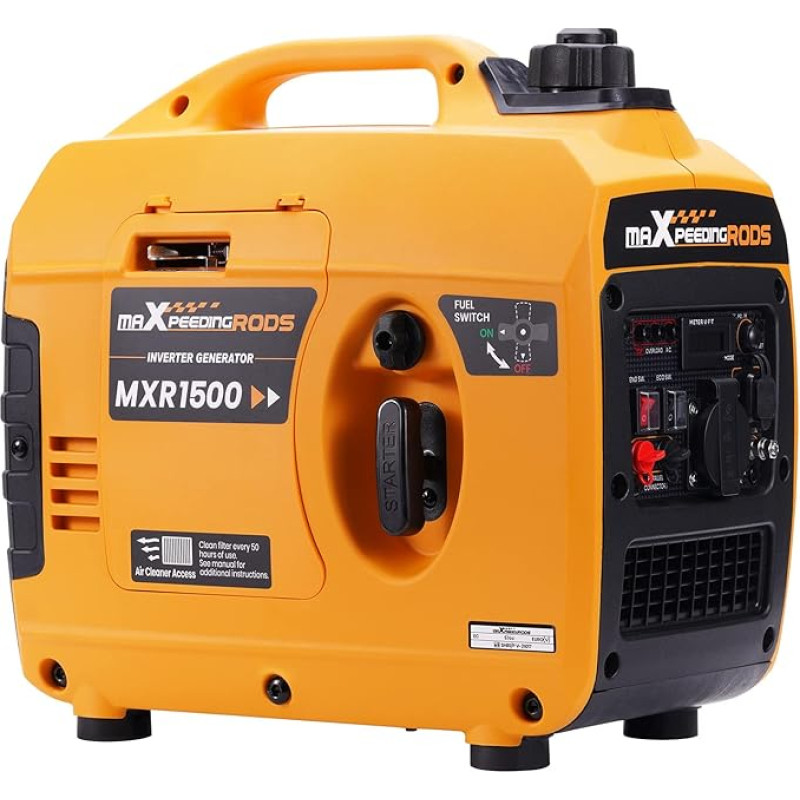 maXpeedingrods 1200 W võimsusgeneraator Kaasaskantav inverter elektrigeneraator Super vaikselt kerge 11,5 kg bensiinimootoriga 4-taktiline AC/USB pistikupesa välitingimustes telkimiseks haagissuvila hädaolukorra generaatoriga
